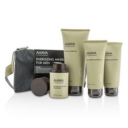 Ahava Energizing Minerals For Men Set: Exfoliating Cleansing Gel 100ml + After-Shave Moisturizer 50ml + Shaving Cream 100ml + Mineral Shower Gel 200ml 4pcs