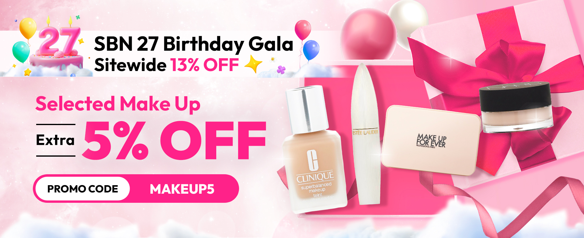 SBN 27th Birthday, Strawberrynet sale, 13% off beauty, sitewide beauty discount, luxury skincare deals, Clarins sale, Shiseido discount, Clinique offers, Yves Saint Laurent beauty, Sisley skincare, NZ beauty sale, online beauty shopping