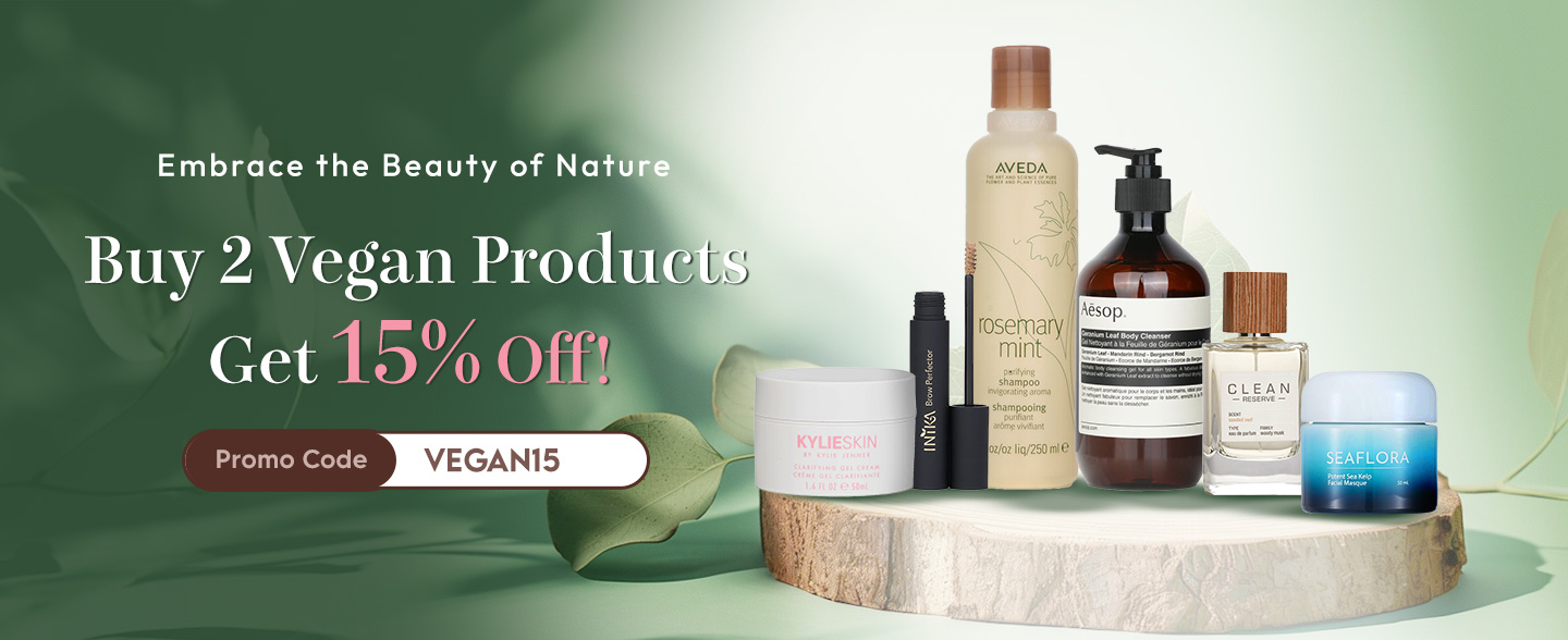 Embrace the Beauty of Nature!  Elevate your skincare routine guilt-free with our range of vegan beauty brands!  Buy any 2 products and unlock 15% discount using Promo Code: VEGAN15.