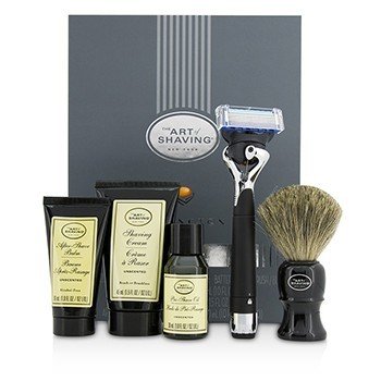The Art Of Shaving Lexington Collection Power Shave Set: Razor + Brush + Pre Shave Oil + Shaving Cream + After Shave Balm - Without Battery 5pcs