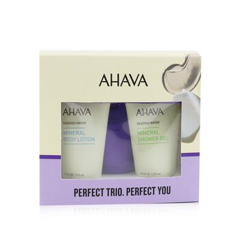 Ahava Deadsea Water Perfect Mineral Body Trio Set: Hand Cream 40ml + Body Lotion 40ml + Shower Gel 40ml 3pcs