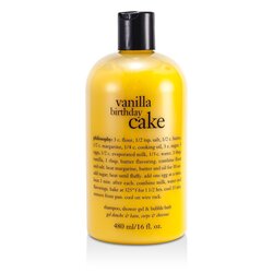 פילוסופי Vanilla Birthday Cake - Award Winning שמפו עשיר, ג'ל רחצה וקצף לאמבט 480ml/16oz