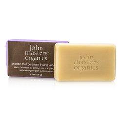 John Masters Organics Mydło w kostce do mycia twarzy i ciała Lavender, Rose Geranium & Ylang Ylang Soap 128g/4.5oz