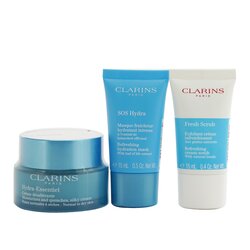 Clarins Hydration Essentials Gift Set: Hydra-Essentiel Silky Cream 50ml+ Fresh Scrub 15ml+ SOS Hydra Mask 15ml+ Pouch (Unboxed) 3pcs+1pouch