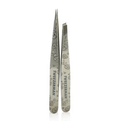 Tweezerman Petite pinsettisetti: vinot pinsetit + suipot pinsetit - (Regency Finish w / hopeinen nahkapaketti) 2pcs