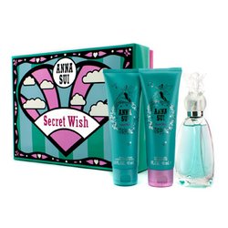 Anna Sui Secret Wish Coffret: Eau De Toilette Spray 50ml/1.7oz + Loción Corporal 90ml/3oz + Gel de Ducha 90ml/3oz 3pcs