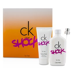 קלווין קליין CK One Shock For Her Coffret: Eau De Toilette Spray 100ml/3.4oz + Body Lotion 100ml/3.4oz 2pcs