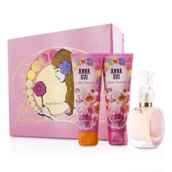 Anna Sui Secret Wish Fairy Dance مجموعة: ماء تواليت سبراي 50مل/1.7أوقية + لوشن الجسم 90مل/3أوقية + جل الإستحمام 90مل/3أوقية ( علبة زهرية ) 3pcs