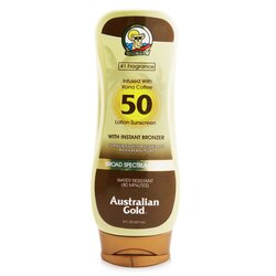 Australian Gold Lotion Sunscreen Broad Spectrum SPF 50 with Instant Bronzer 237ml/8oz