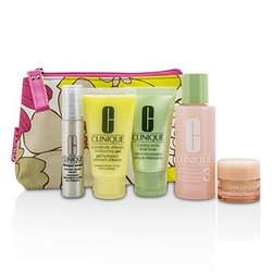 Clinique Travel Set: Facial Soap 30ml + Lotion 3 60ml + DDMG 30ml + Serum 10ml + All About Eyes 7ml + Bag 5pcs+1bag