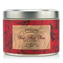 The Candle Company Tin Can Свеча из 100% Пчелиного Воска с Деревянным Фитилем - Красная, Красная Роза (8x5) cm