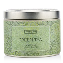 The Candle Company Tin Can 100% Beeswax Candle with Wooden Wick - Green Tea (8x5) cm