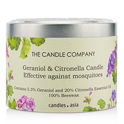 The Candle Company Tin Can 100% Vela de Cera de Abejas con Mecha de Madera - Geraniol & Citronella (8x5) cm
