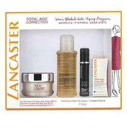 Lancaster Total Age Correction Set: Anti-Aging Day Cream 50ml+ Serum Youth Renewal 10ml+ Retinol-In-Oil 3ml+ Express Cleanser 100ml 4pcs