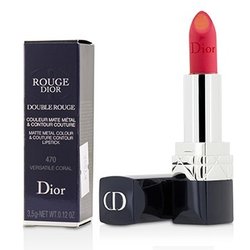 Christian Dior Rouge Dior Double Rouge Matte Metal Colour & Couture Contour Lipstick - # 470 Versatile Coral 3.5g/0.12oz