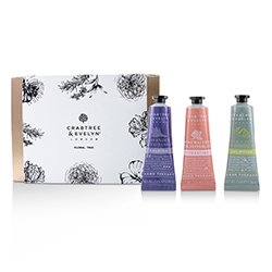 Crabtree & Evelyn ثلاثية علاج اليدين الزهرية (1x Pear & Pink Magnolia, 1x Rosewater & Pink Peppercorn, 1x Lavender & Espresso) 3x25ml/0.86oz