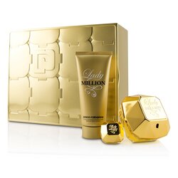 Paco Rabanne Lady Million Набор: Парфюмированная Вода Спрей 80мл/2.7унц + Парфюмированная Вода 5мл/0.17унц + Лосьон для Тела 100мл/3.4унц 3pcs