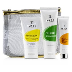 Image Set First Class Skin Favorites: Ormedic Limpiador Facial + Vital C Suero+ Prevention+ Hidratante Mate SPF32+ 3pcs+1bag