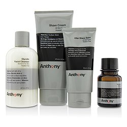 Anthony Logistics For Men Kit Afeitado Perfecto: Limpiadora + Aceite Pre-Afeitado + Crema de Afeitar + Crema Después de Afeitar 4pcs