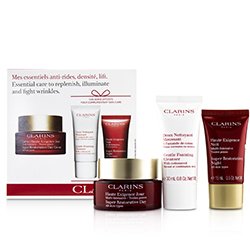 Clarins Super Restorative Essential Care Set: Day Cream 50ml/1.7oz + Night Cream 15ml/0.5oz + Gentle Foaming Cleanser 30ml/0.8oz 3pcs