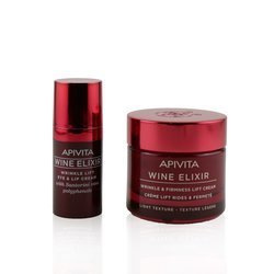 Apivita Bee Young Set: Wine Elixir Wrinkle & Firmness Lift Cream 50ml+ Wine Elixir Wrinkle Lift Eye & Lip Cream 15ml 2pcs