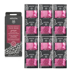 Apivita Express Beauty Mascarilla Facial con Uvas (Suavizante de Líneas & Reafirmante) 6x(2x8ml)