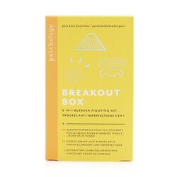 Patchology Breakout Box 3-IN-1 Blemish Fighting Kit: Blemish Shrinking Dots, Ant-Blemish Dots, Charcoal Nose Strips, Storage Sachets For Dots -