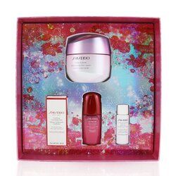 Shiseido Beauty Blossoms White Lucent Brightening Gel Cream Набор: Осветляющий Гель Крем 50мл + Очищающая Пенка 5мл + Смягчающее Средство 7мл + Ultimune Концентрат 10мл 4pcs