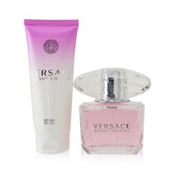 Versace Bright Crystal Coffret: Eau De Toilette Spray 90ml/3oz + Perfumed Body Lotion 100ml/3.4oz 2pcs