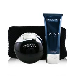 בולגרי Aqva Pour Homme Coffret מארז : או דה טואלט ספריי 100 מ"ל +באלם אפטרשייב 100 מ"ל + נרתיק 2pcs+Pouch