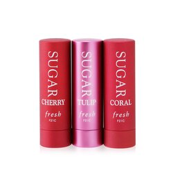 Fresh Blushing Lip Beauties Set: 3x Mini Sugar Lip Treatment SPF 15 2.2g (#Tulip + #Coral + #Cherry) 3x2.2g/0.07oz
