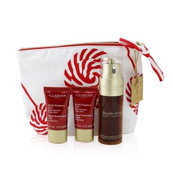 Clarins Double Serum & Super Restorative Collection: Double Serum 50ml+ Super Restorative Day 15ml+ Super Restorative Night 15ml (Unboxed) 3pcs+1bag