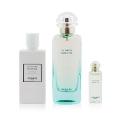Hermes Un Jardin Sur Le Nil Coffret: Eau De Toilette Spray 100ml/3.3oz + Eau De Toilette 7.5ml/0.25oz + Moisturizing Body Lotion 80ml/2.7oz 3pcs