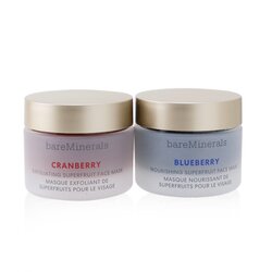 Bare Escentuals Superfruit Mask Duo (Limited Edition): Cranberry Exfoliating Face Mask 30g+ Blueberry Nourishing Face Mask 30g 2pcs
