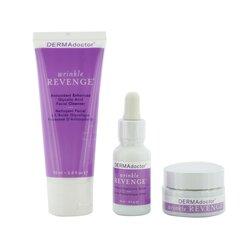 DERMAdoctor Wrinkle Revenge Anti-Aging Essentials Intro Kit: Eye Balm 15ml+ Ultimate Hyaluronic Serum 15ml+ Facial Cleanser 70ml 3pcs