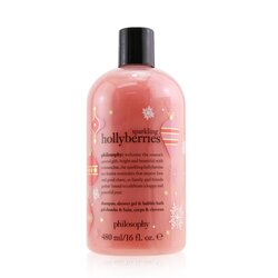 פילוסופי Sparkling Hollyberries Shampoo, Shower Gel & Bubble Bath שמפו, ג'ל רחצה וקצף אמבט 480ml/16oz