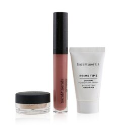 BareMinerals Primer, Finishing Powder & Lip Lacquer Trio Set 3pcs
