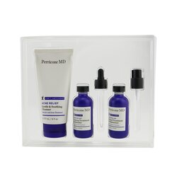 Perricone MD Acne Relief Prebiotic Acne Therapy - 90 Day Regimen Set: Cleanser 177ml + Hydrator 59ml + Moisturizer 59ml 3pcs