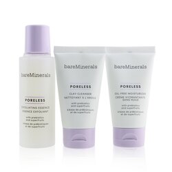 BareMinerals Poreless At Any Age Starter Kit: Clay Cleanser 30ml+Exfoliating Essence 50ml+Oil-Free Moisturizer 30ml (Box Slightly Damaged) 3pcs
