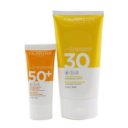 קלרינס Golden Summer Sunday Gift Set: Sun Care Body Cream SPF 30 150ml+ Dry Touch Sun Care Cream For Face SPF 50 30ml 2pcs