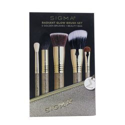 Sigma Beauty Radiant Glow Brush Set (5x Golden Brush, 1x Bag) 5pcs+1bag