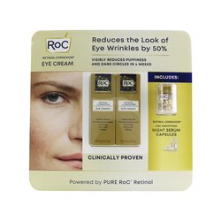 רוק Retinol Correxion Eye Cream Duo Set: 2x Eye Cream 15ml + Line Smoothing Night Serum 10capsules - סט של קרם עיניים וסרום 3pcs