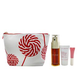 Clarins Double Serum Collection: Double Serum 50ml+ Beauty Flash Balm 15ml+ Natural Lip Perfector #01 5ml+ Bag 3pcs+1bag