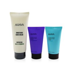 Ahava The Power Of Love Hand Trio: Superfood Hand Cream+ Mineral Hand Cream - Spring Blossom+ Mineral Hand Cream - Sea-Kissed 3pcs