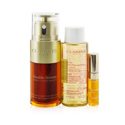 克蘭詩 Double Serum Edit Set: Double Serum 30ml+ Total Cleansing Oil 50ml+ Lip Comfort Oil #01 2.8ml + Bag 3pcs+1bag