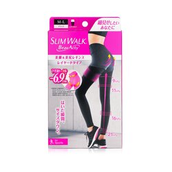 SlimWalk Compression Leggings for Sports (Sweat-Absorbent, Quick-Drying) - # Black (Size: M-L) 1pair