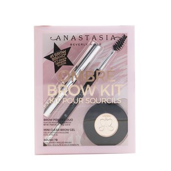 Anastasia Beverly Hills Ombre Brow Kit (Brow Powder Duo + Mini Clear Brow Gel + Brush 7B) - # Soft Brown 3pcs
