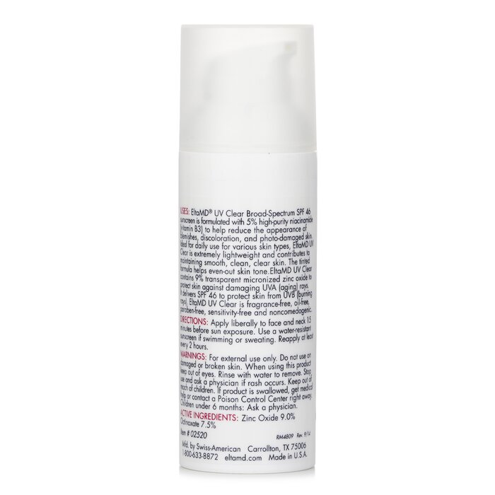EltaMD UV Clear Facial Sunscreen SPF 46 - For Skin Types Prone To Acne, Rosacea & Hyperpigmentation - Tinted 48g/1.7ozProduct Thumbnail