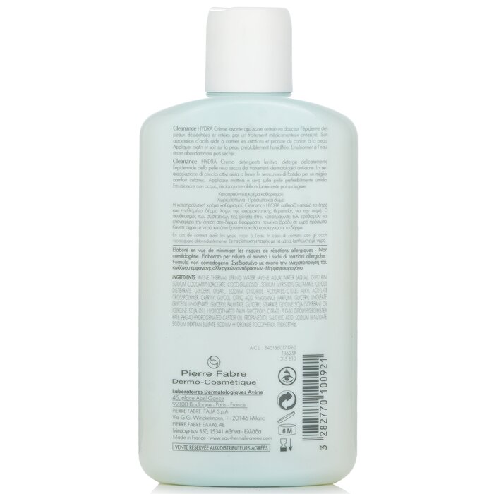 Avene Cleanance HYDRA Łagodzący Krem Oczyszczający - Do Skóry Zanieczyszczonej Pozostawionej Przesuszonej I Podrażnionej Zabiegami 200ml/6.7ozProduct Thumbnail