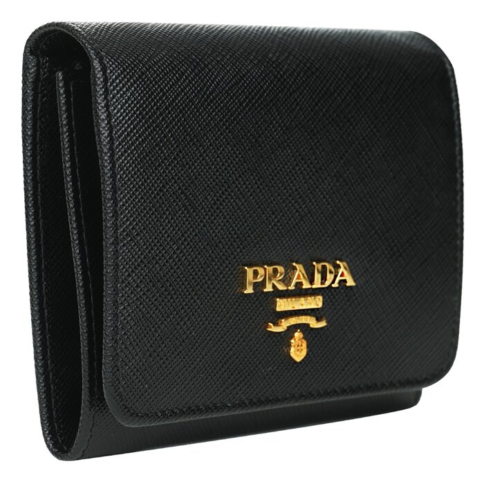 프라다 Prada 1MH176 사피아노 가죽 쇼트 3단 걸쇠 지갑  BlackProduct Thumbnail